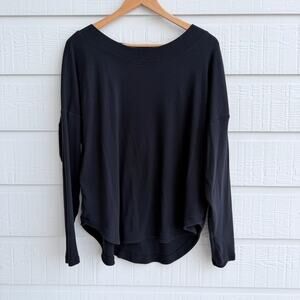 Athleta Black Ribbed Open Back Sweater XL